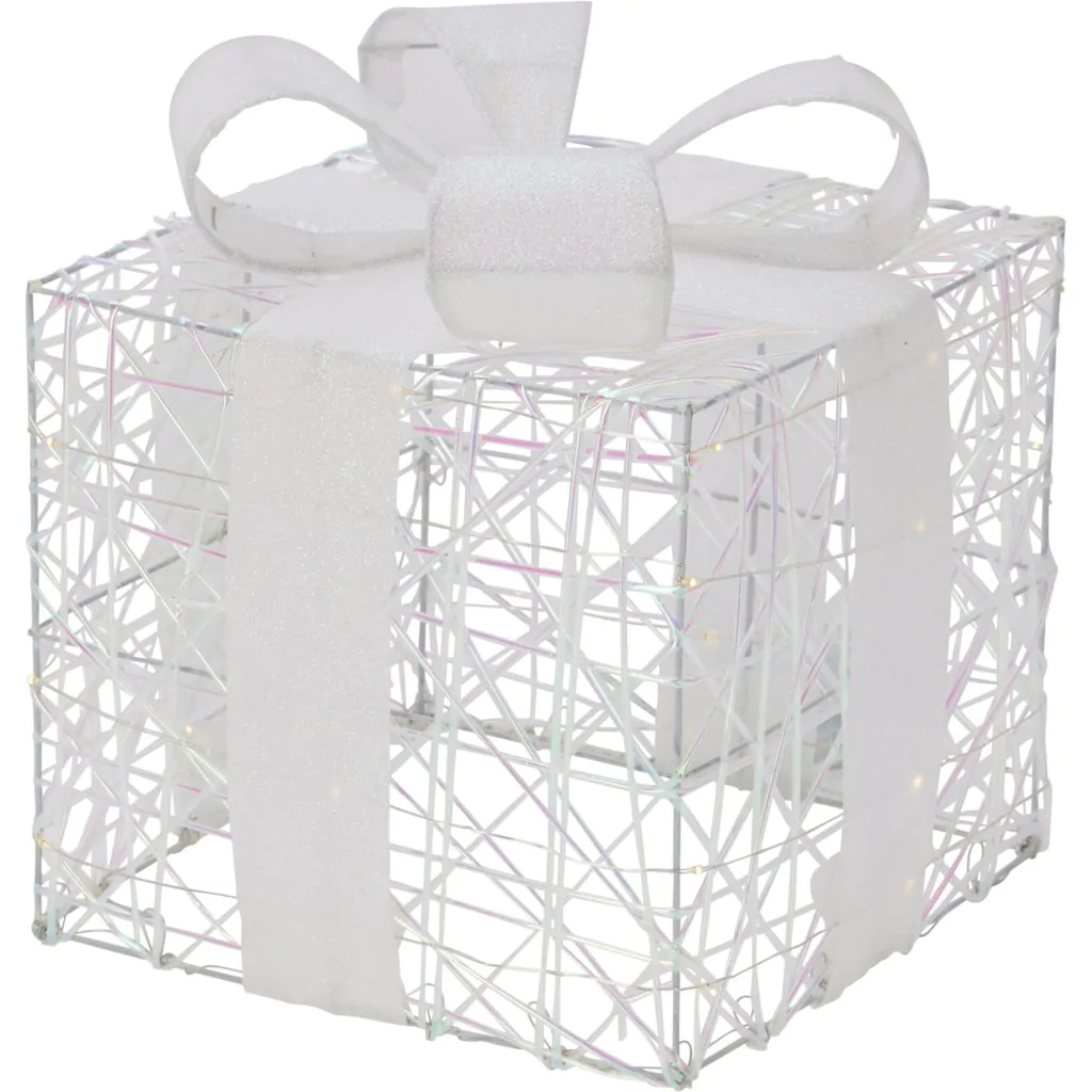 סט של 3 קופסאות מתנה LED, לבן, 17-30 ס"מ – תמונה 3