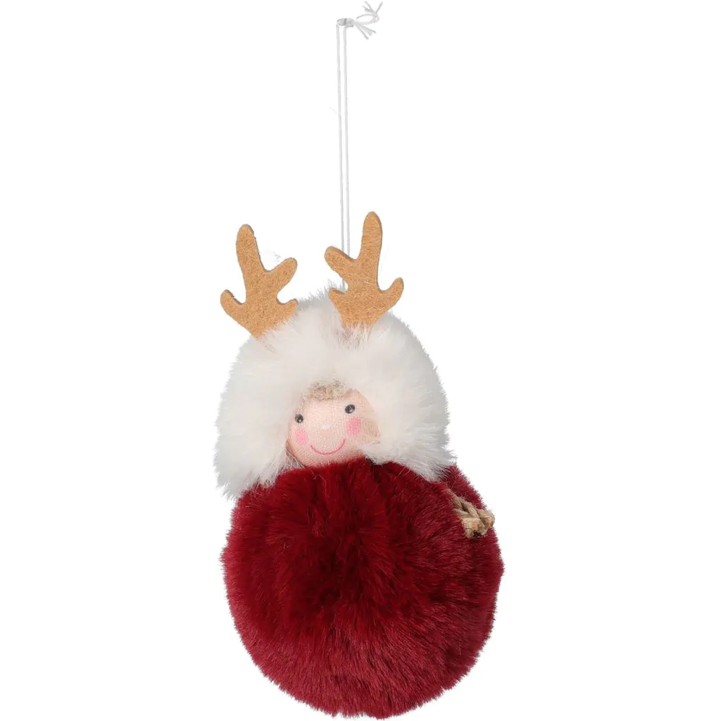 Подвесное украшение «Девочка с рогами» помпон, 13 см — изображение 3