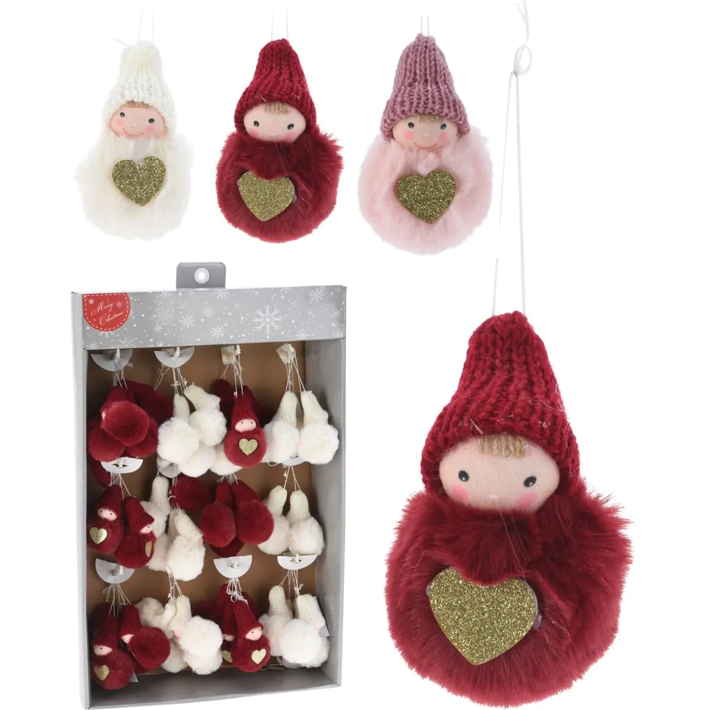 מלאך קטיפה עם לב זהב, 8 ס"מ