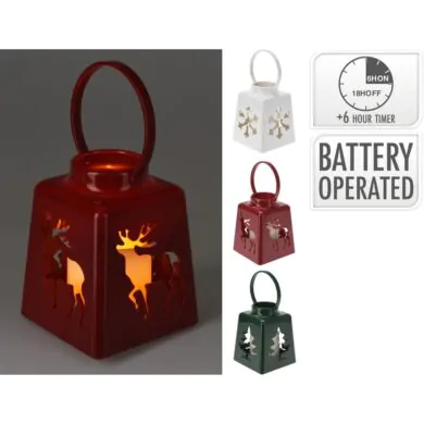 Фонарь c LED-свечой с таймером с узором, пластиковый, 13.5 см