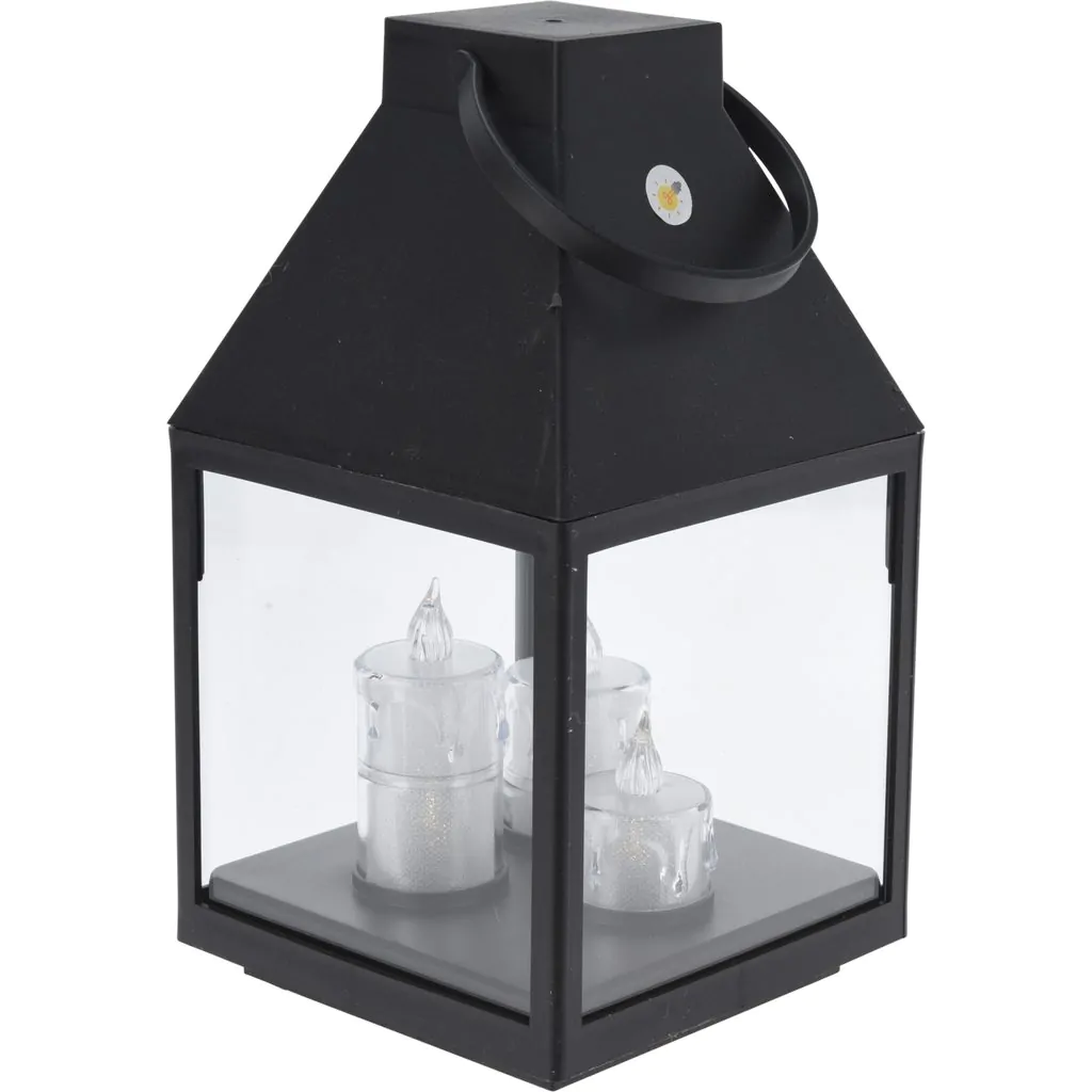 Фонарь с тремя LED-свечами с таймером, черный, 13.5 х 25 см — изображение 2