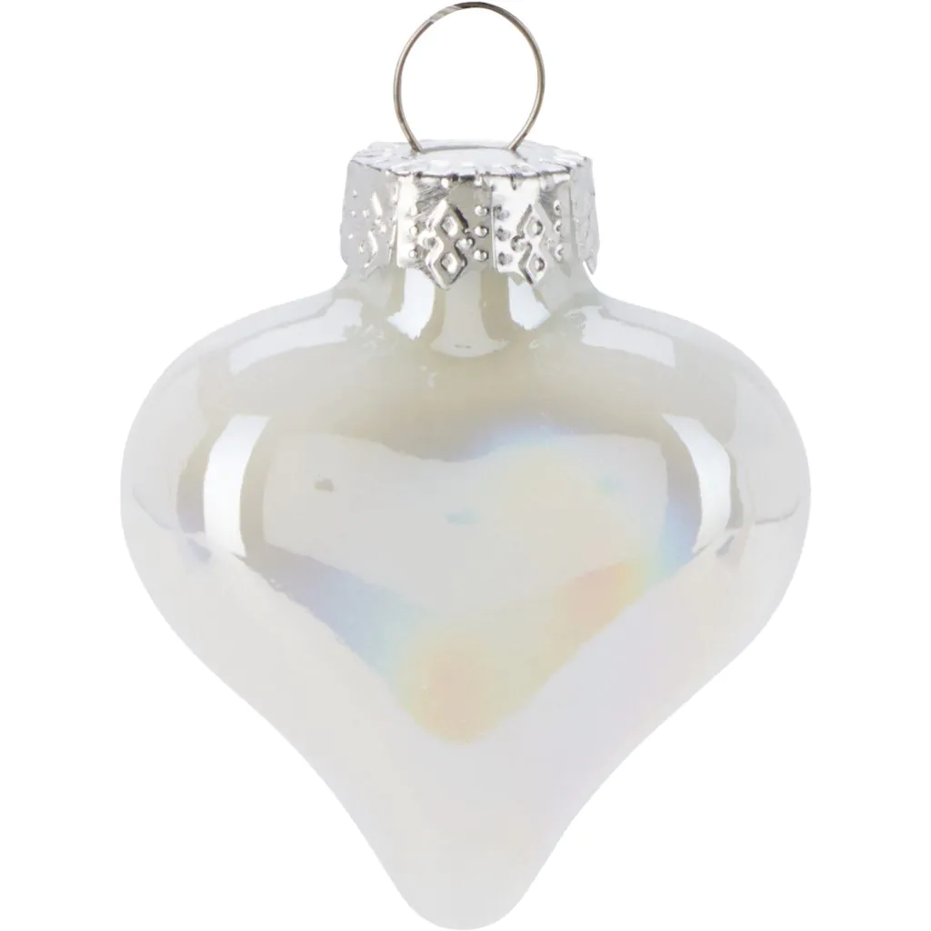 סט 12 קונוסים מזכוכית, כוכבים ולבבות, אם הפנינה לבנה, 4 ס"מ – תמונה 2