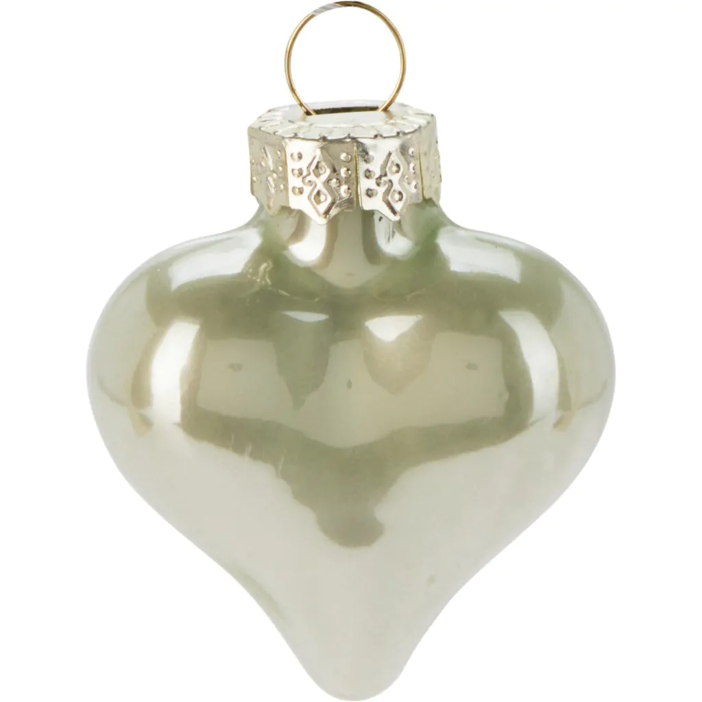 ⁦סט 12 קונוסים מזכוכית, כוכבים ולבבות, פנינה ירוק בהיר, 4 ס"מ⁩ – תמונה ⁦2⁩