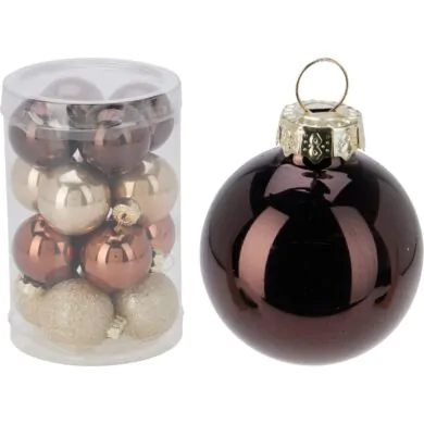 Набор ёлочных стеклянных шаров, 16 шт., коричневые перламутровый финиш, 3.5 см