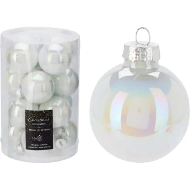 Набор из 16 стеклянных шаров, перламутровые радужные, 3.5 см
