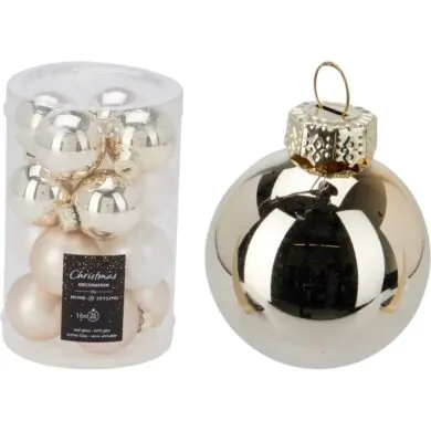 Набор из 16 стеклянных шаров, шампань золотой, 3.5 см