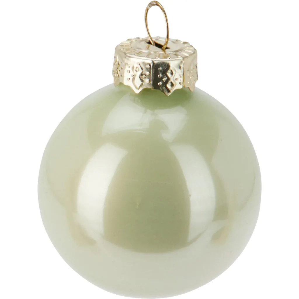 Набор из 16 стеклянных шаров, светло-зеленые перламутровые, 3.5 см — изображение 2