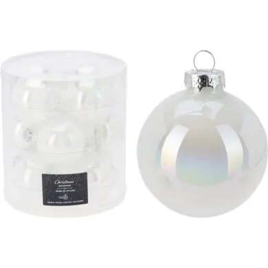 סט 12 כדורי זכוכית, קשת אם הפנינה, 6 ס"מ