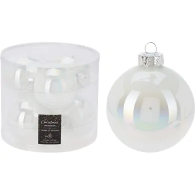 סט של 6 כדורי זכוכית, קשת אם הפנינה, 8 ס"מ