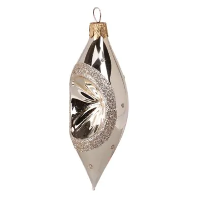 Стеклянная сосулька "Фонарик", золотой, 8 см