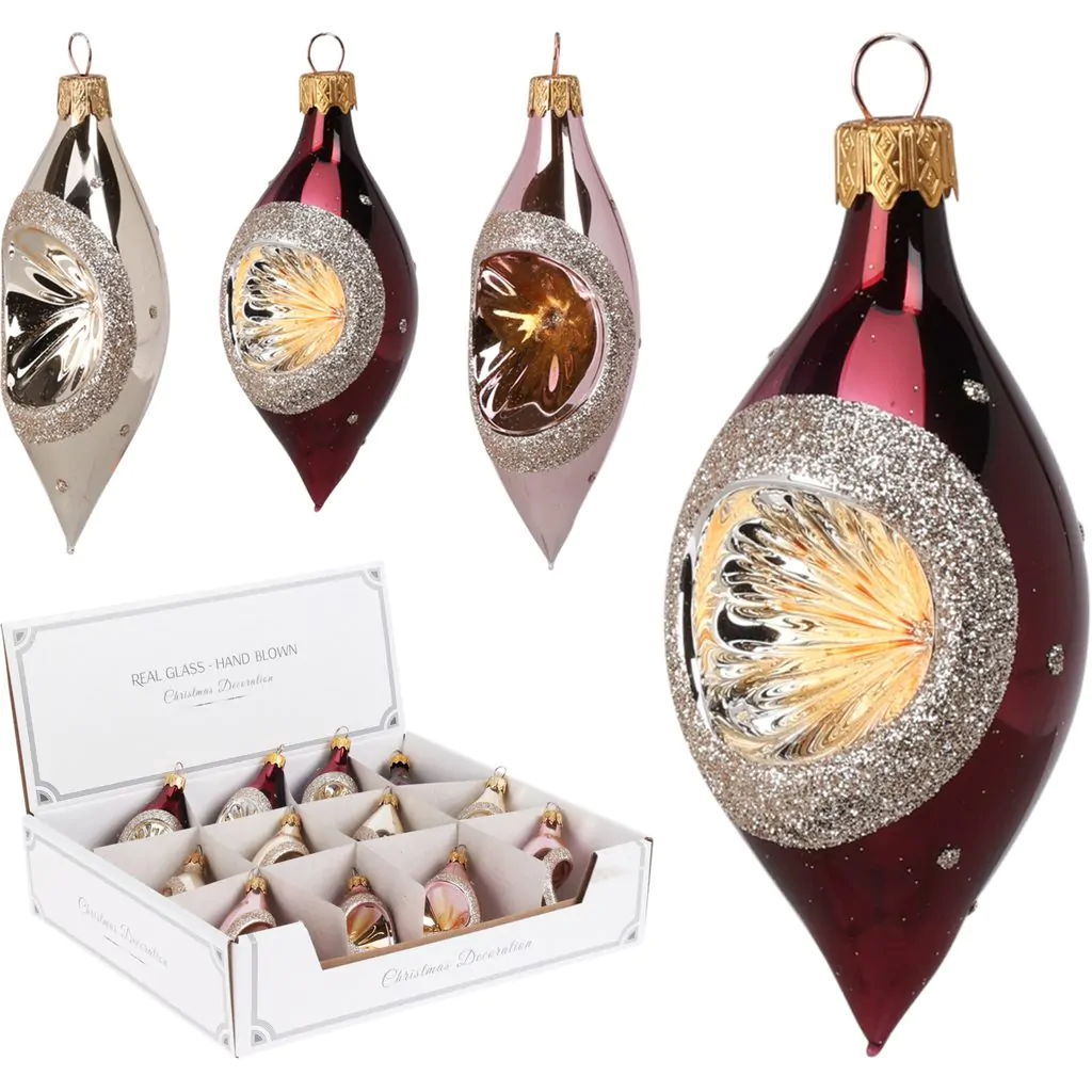 קרח זכוכית "פנס", ורוד עם זהב, 8 ס"מ – תמונה 2