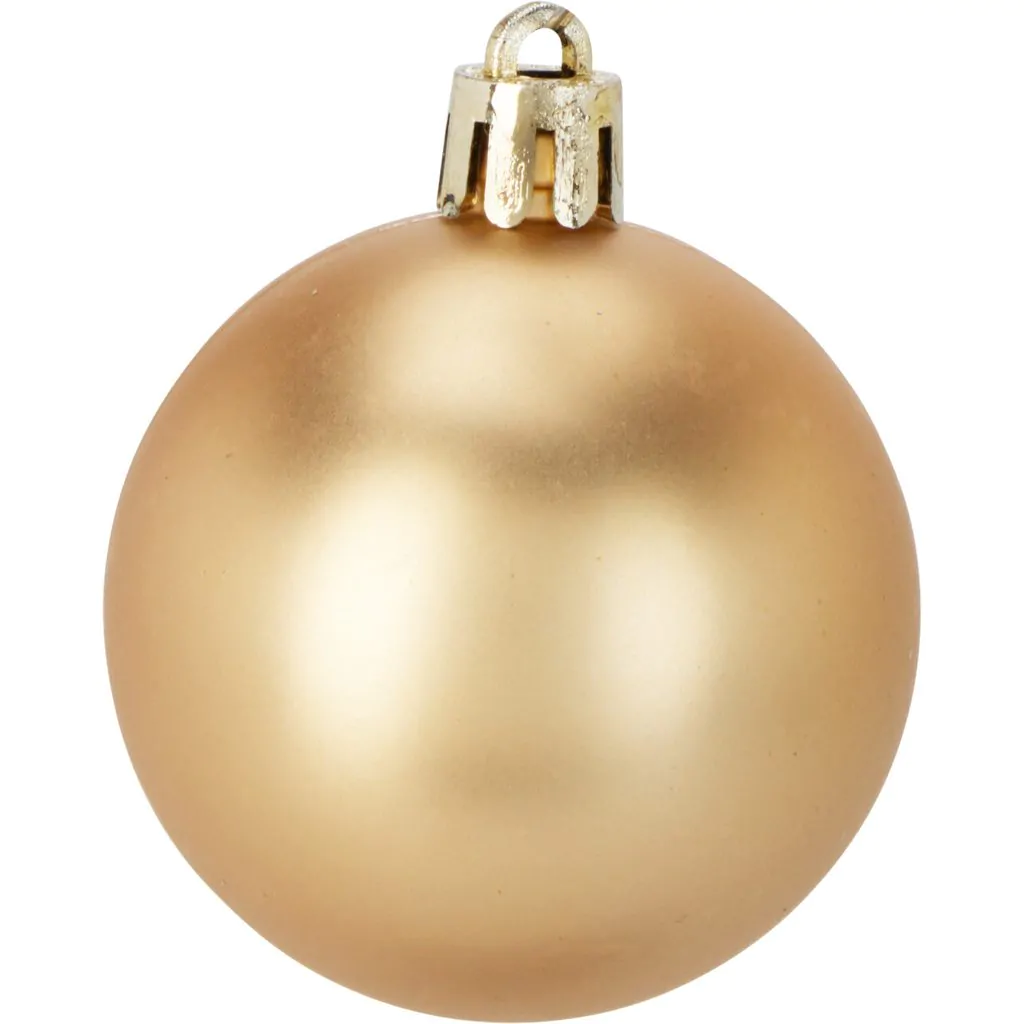 סט כדורי עץ חג המולד מפלסטיק, 16 יחידות, זהב, 6 ס"מ – תמונה 2