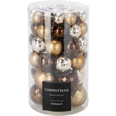 Набор ёлочных шаров диско пластиковые, золотые и коричневые, 64 шт., 4-8 см