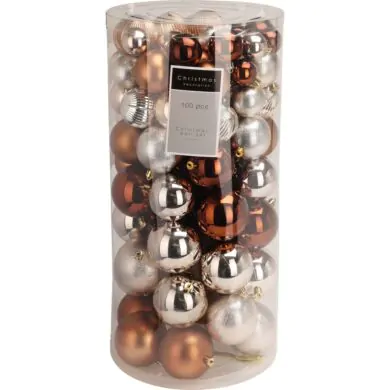 Набор ёлочных шаров пластиковые, коричневый, 100 шт., 4-8 см