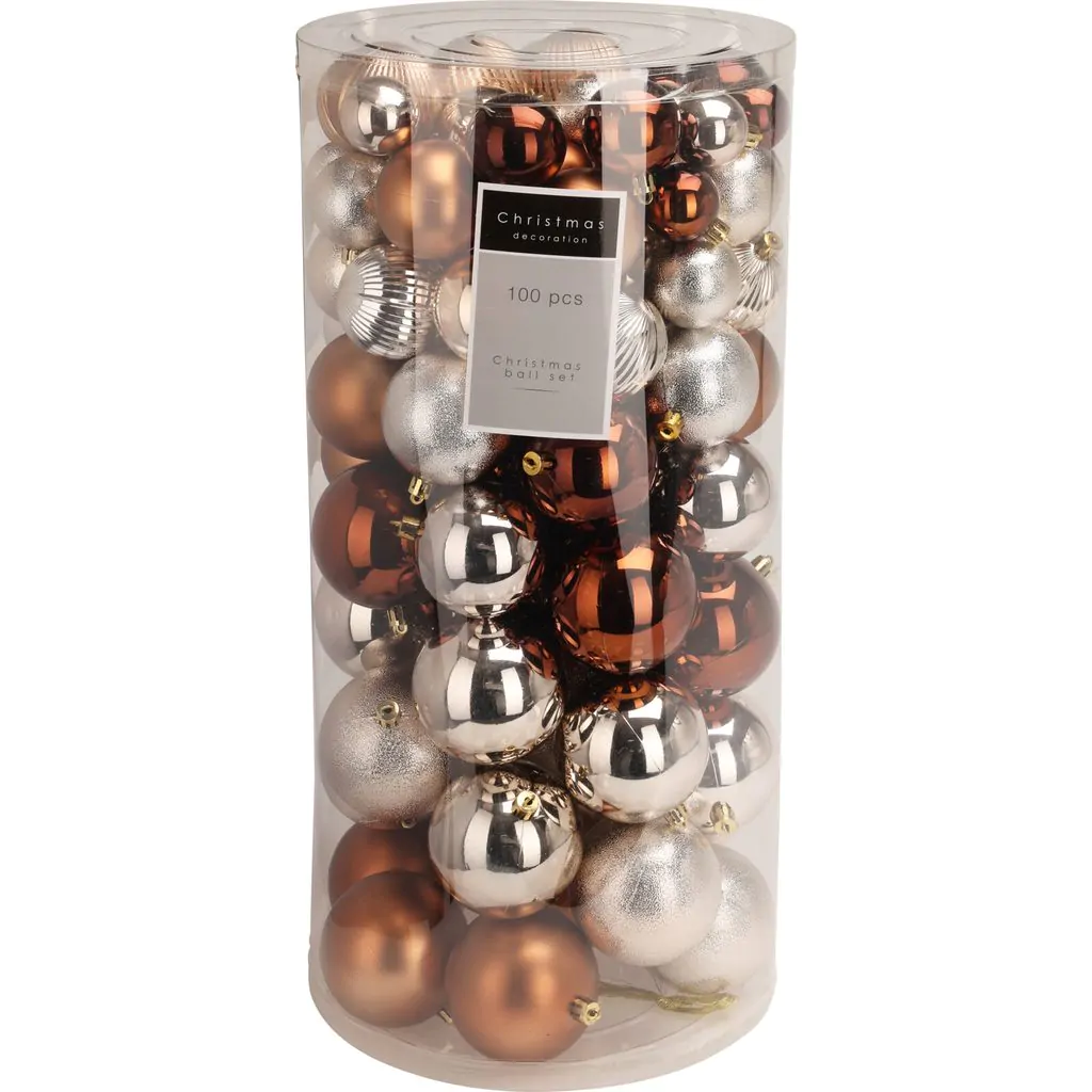 Набор ёлочных шаров пластиковые, коричневый, 100 шт., 4-8 см