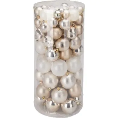 Набор ёлочных шаров пластиковые, кремовые, 100 шт., 4-8 см