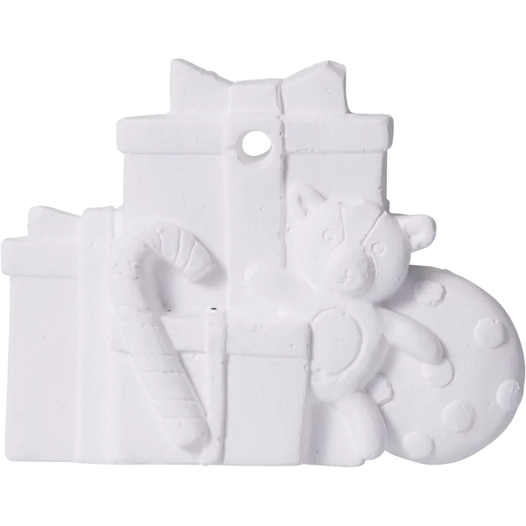 Набор для творчества из 8 новогодних подвесных фигурок из гипса с красками — изображение 5