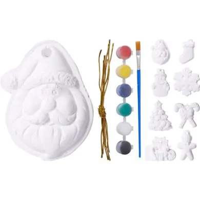 Набор для творчества из 8 новогодних подвесных фигурок из гипса с красками