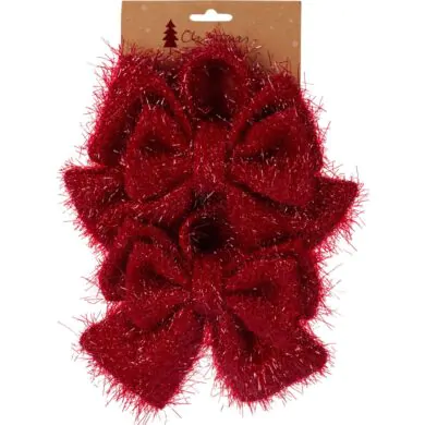 Набор из 2 новогодних пышных бантов, красные, 18 х 20 см