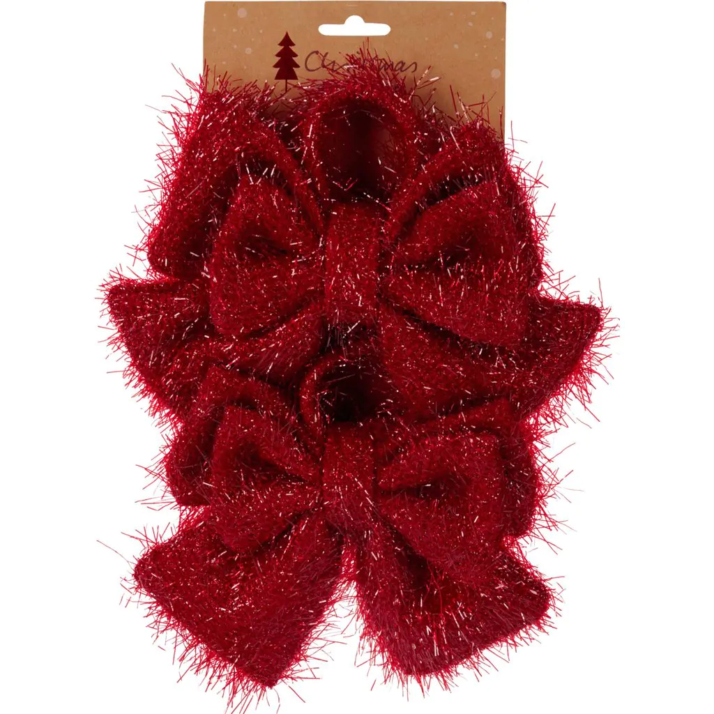 Набор из 2 новогодних пышных бантов, красные, 18 х 20 см
